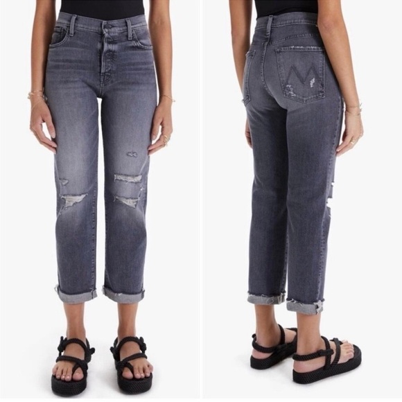 MOTHER Denim Scrapper Cuff Ankle Fray Unstitched blue Jeans size 25 - Picture 2 of 16